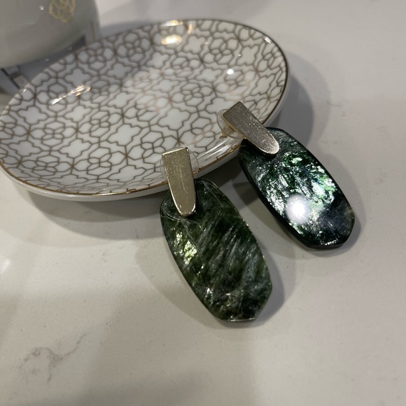 Out of Stock: Aragon Gold Drop Earrings in Sage Mica - Picture 3 of 4